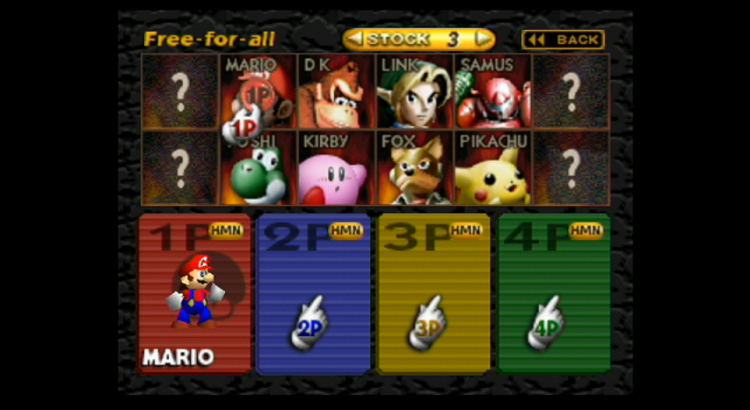 Smash 64 Character Select